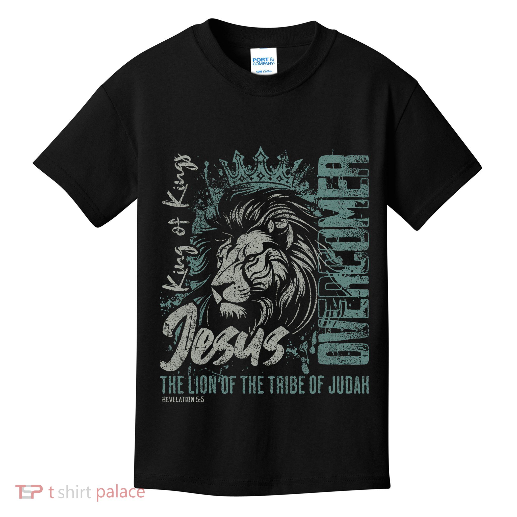 Jesus Is King Lion Of Judah Bible Faith Graphic Christian Kids T-Shirt