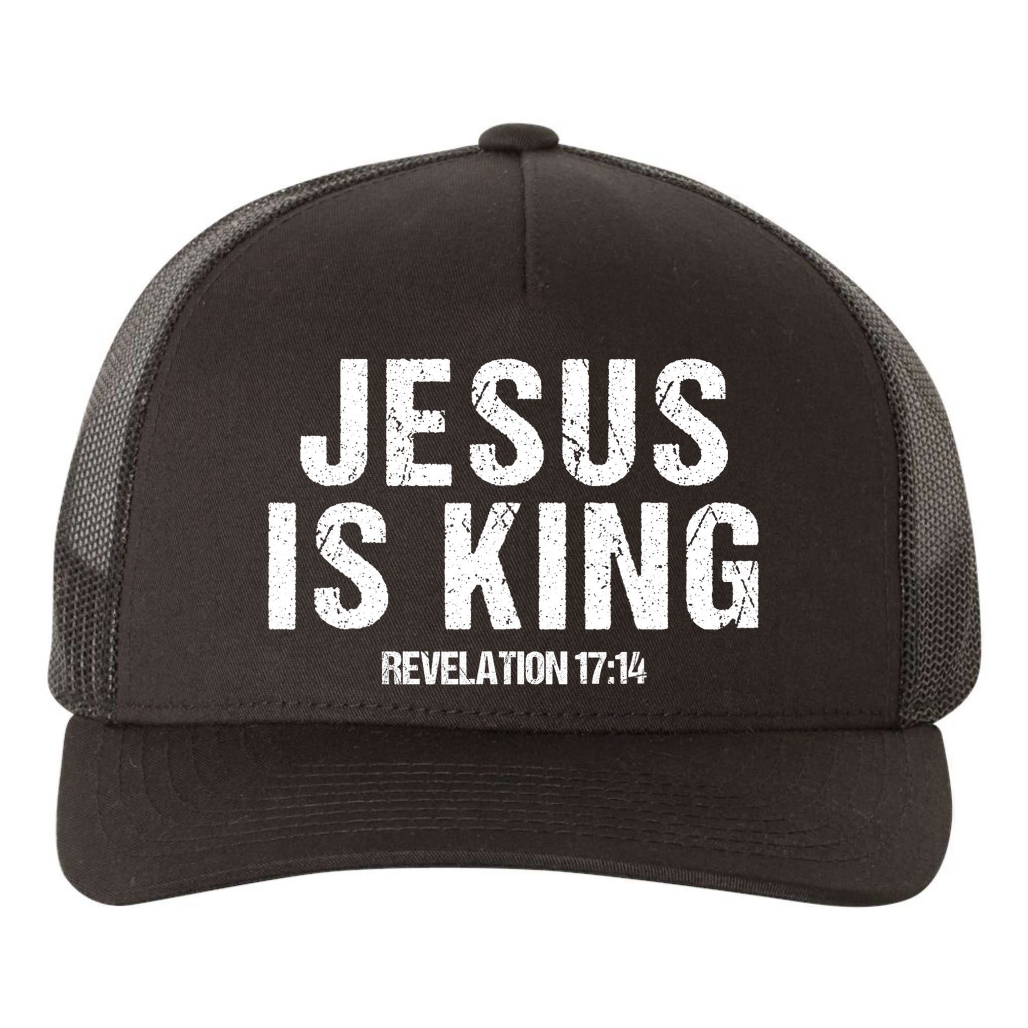 Jesus Is King Bible Scripture Quote Christian Yupoong Adult 5-Panel Trucker Hat