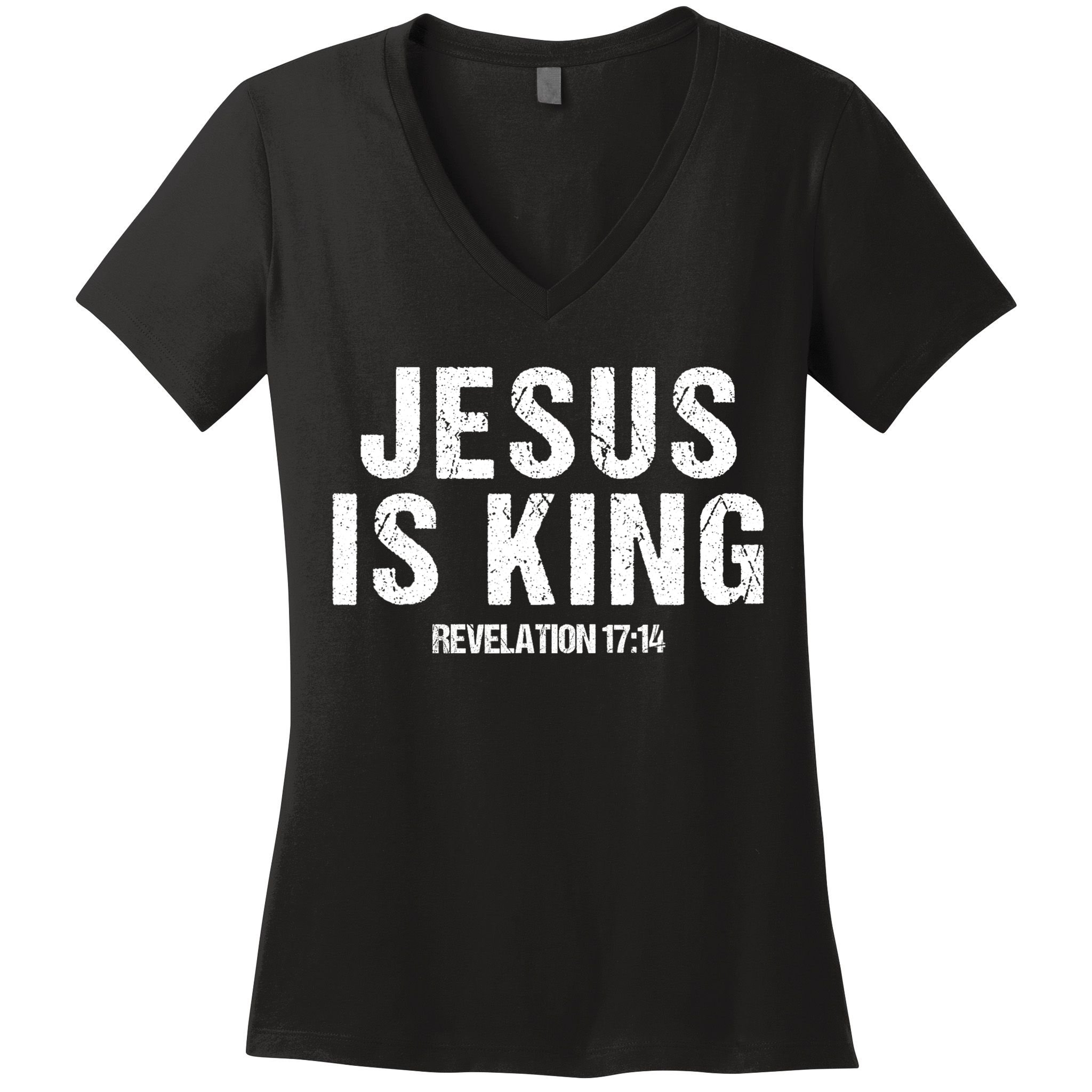Jesus Is King Bible Scripture Quote Christian Women's V-Neck T-Shirt