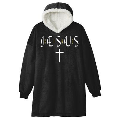 Jesus Is King Subtle Christian Minimalist Religious Hooded Wearable Blanket