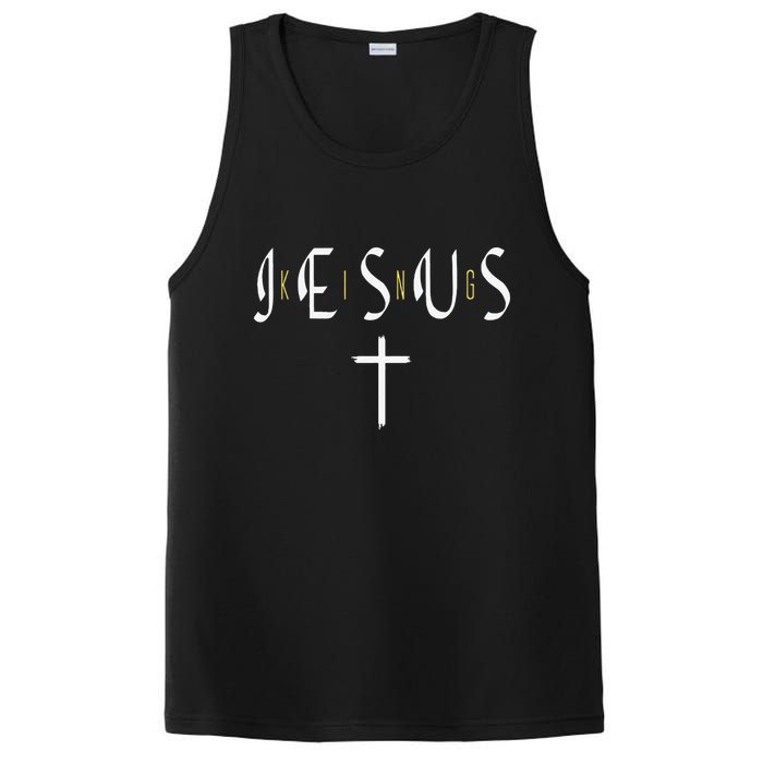 Jesus Is King Subtle Christian Minimalist Religious PosiCharge Competitor Tank