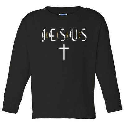 Jesus Is King Subtle Christian Minimalist Religious Toddler Long Sleeve Shirt