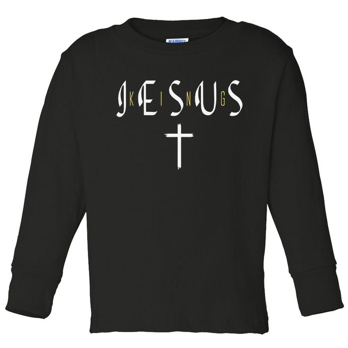 Jesus Is King Subtle Christian Minimalist Religious Toddler Long Sleeve Shirt