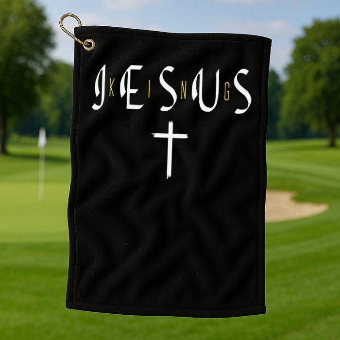 Jesus Is King Subtle Christian Minimalist Religious Golf Towel
