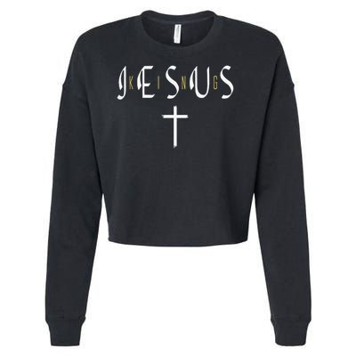 Jesus Is King Subtle Christian Minimalist Religious Cropped Pullover Crew