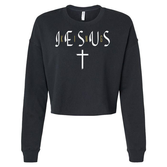 Jesus Is King Subtle Christian Minimalist Religious Cropped Pullover Crew