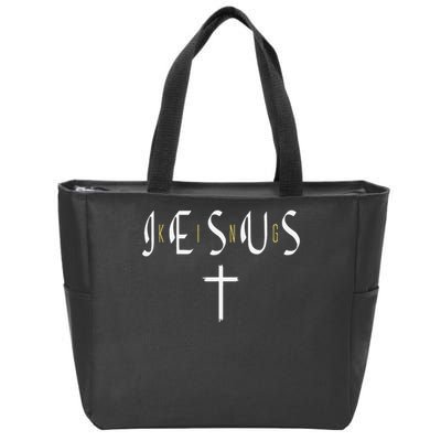 Jesus Is King Subtle Christian Minimalist Religious Zip Tote Bag