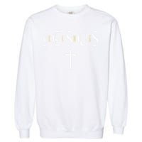 Jesus Is King Subtle Christian Minimalist Religious Garment-Dyed Sweatshirt