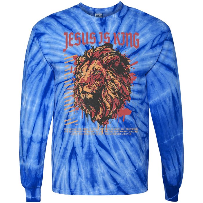 Jesus Is King Lion Christian Jesus Is King Lion Tie-Dye Long Sleeve Shirt