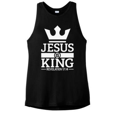 Jesus Is King Religious Christian Faith Revelation 1714 Ladies PosiCharge Tri-Blend Wicking Tank