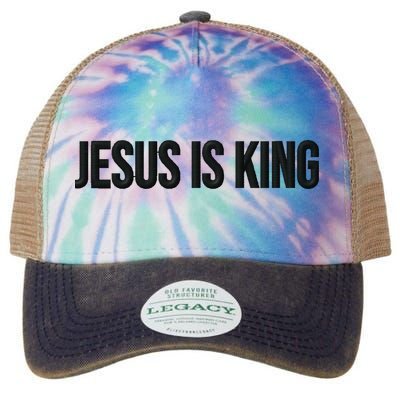Jesus Is King Simple Christian Minimalist Embroidered Legacy Tie Dye Trucker Hat