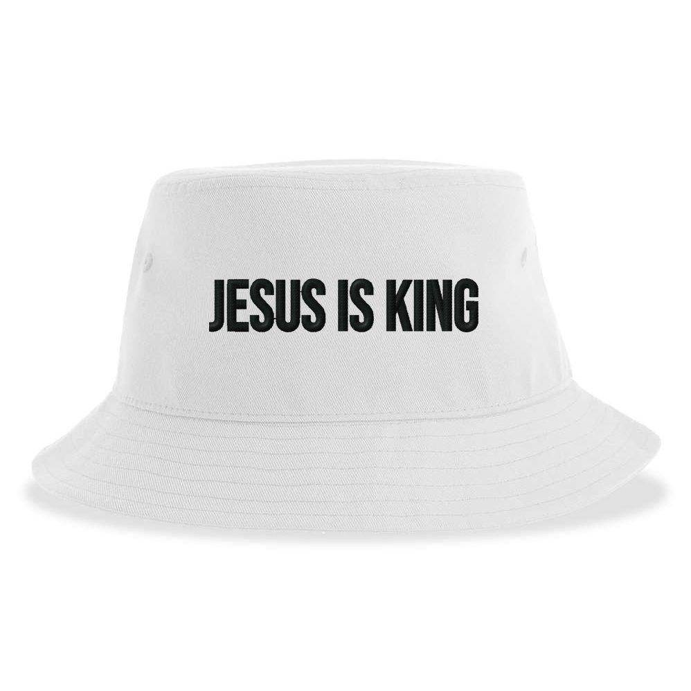 Jesus Is King Simple Christian Minimalist Embroidered Sustainable Bucket Hat