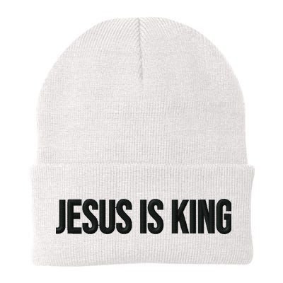Jesus Is King Simple Christian Minimalist Embroidered Beanie