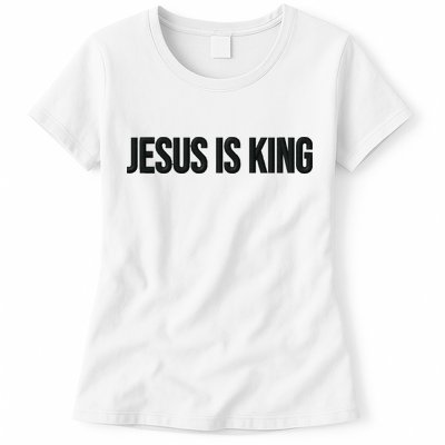 Jesus Is King Simple Christian Minimalist Embroidered Womens T-Shirt