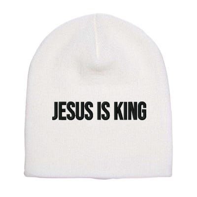 Jesus Is King Simple Christian Minimalist Embroidered Short Acrylic Beanie
