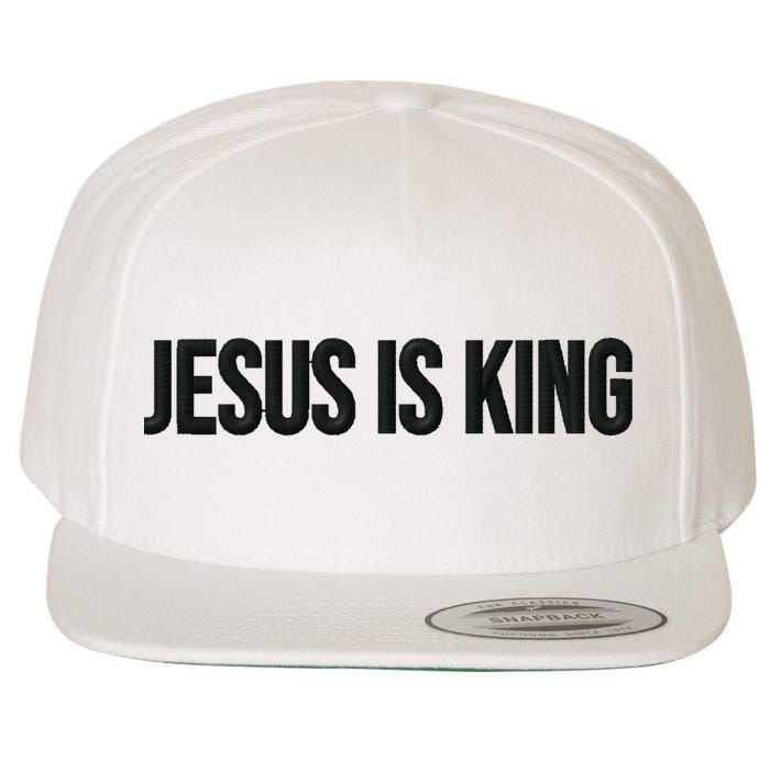 Jesus Is King Simple Christian Minimalist Embroidered Wool Snapback Cap