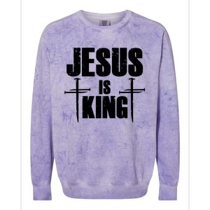 Jesus Is King 3 Nails Cross Christian Catholic Redeemed Collection Colorblast Crewneck Sweatshirt