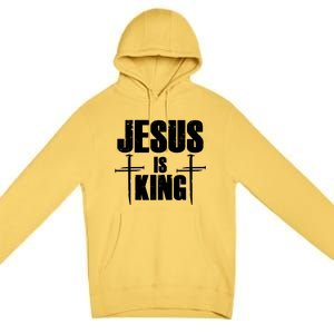 Jesus Is King 3 Nails Cross Christian Catholic Redeemed Collection Premium Pullover Hoodie