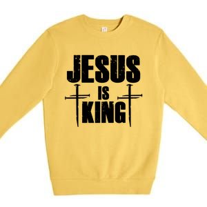 Jesus Is King 3 Nails Cross Christian Catholic Redeemed Collection Premium Crewneck Sweatshirt