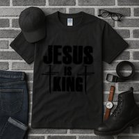 Jesus Is King 3 Nails Cross Christian Catholic Redeemed Collection Tall T-Shirt