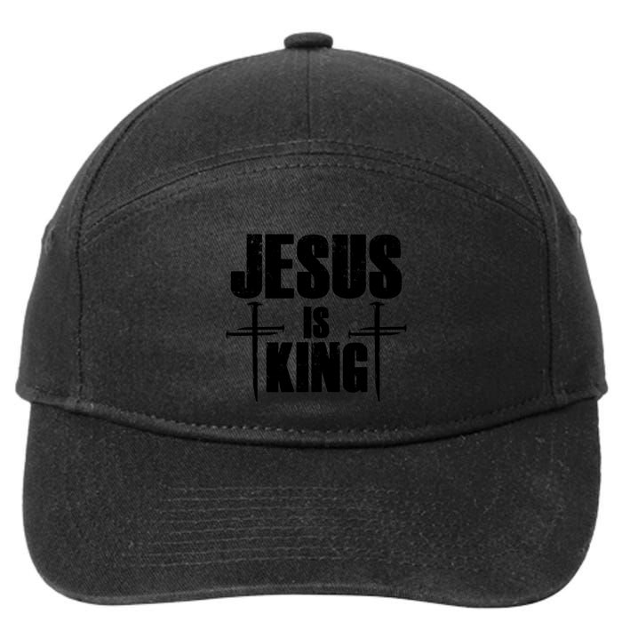 Jesus Is King 3 Nails Cross Christian Catholic Redeemed Collection 7-Panel Snapback Hat