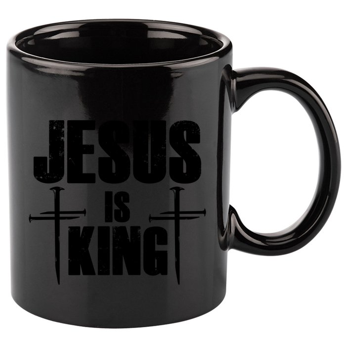 Jesus Is King 3 Nails Cross Christian Catholic Redeemed Collection 11oz C Handle Ceramic Mug