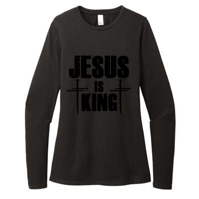 Jesus Is King 3 Nails Cross Christian Catholic Redeemed Collection Womens CVC Long Sleeve Shirt