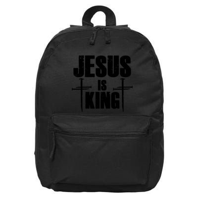 Jesus Is King 3 Nails Cross Christian Catholic Redeemed Collection 16 in Basic Backpack