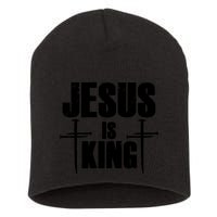 Jesus Is King 3 Nails Cross Christian Catholic Redeemed Collection Short Acrylic Beanie