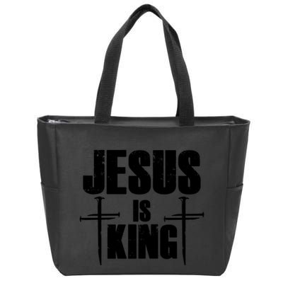 Jesus Is King 3 Nails Cross Christian Catholic Redeemed Collection Zip Tote Bag