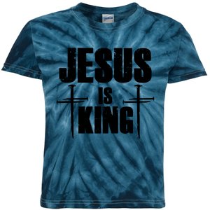 Jesus Is King 3 Nails Cross Christian Catholic Redeemed Collection Kids Tie-Dye T-Shirt