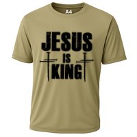 Jesus Is King 3 Nails Cross Christian Catholic Redeemed Collection Cooling Performance Crew T-Shirt