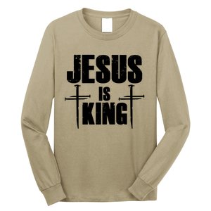 Jesus Is King 3 Nails Cross Christian Catholic Redeemed Collection Long Sleeve Shirt