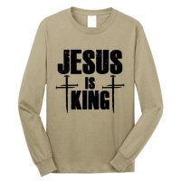 Jesus Is King 3 Nails Cross Christian Catholic Redeemed Collection Long Sleeve Shirt