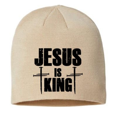 Jesus Is King 3 Nails Cross Christian Catholic Redeemed Collection Sustainable Beanie