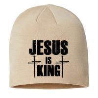Jesus Is King 3 Nails Cross Christian Catholic Redeemed Collection Sustainable Beanie