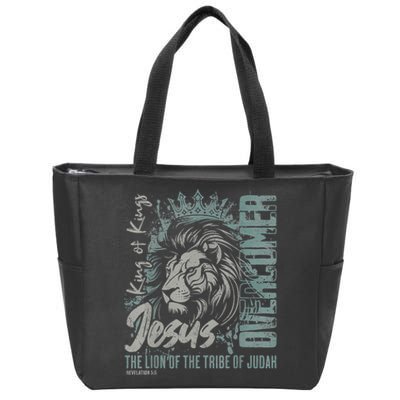 Jesus Is King Lion Of Judah Bible Faith Graphic Christian Zip Tote Bag