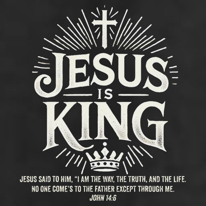 Jesus Is King Christian John 146 Bible Verse 7 Panel Mesh Trucker Snapback Hat