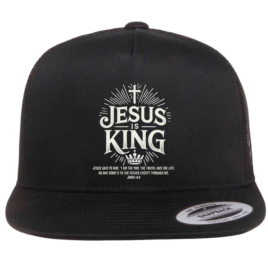 Jesus Is King Christian John 146 Bible Verse Flat Bill Trucker Hat