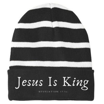 Jesus Is King Striped Beanie with Solid Band