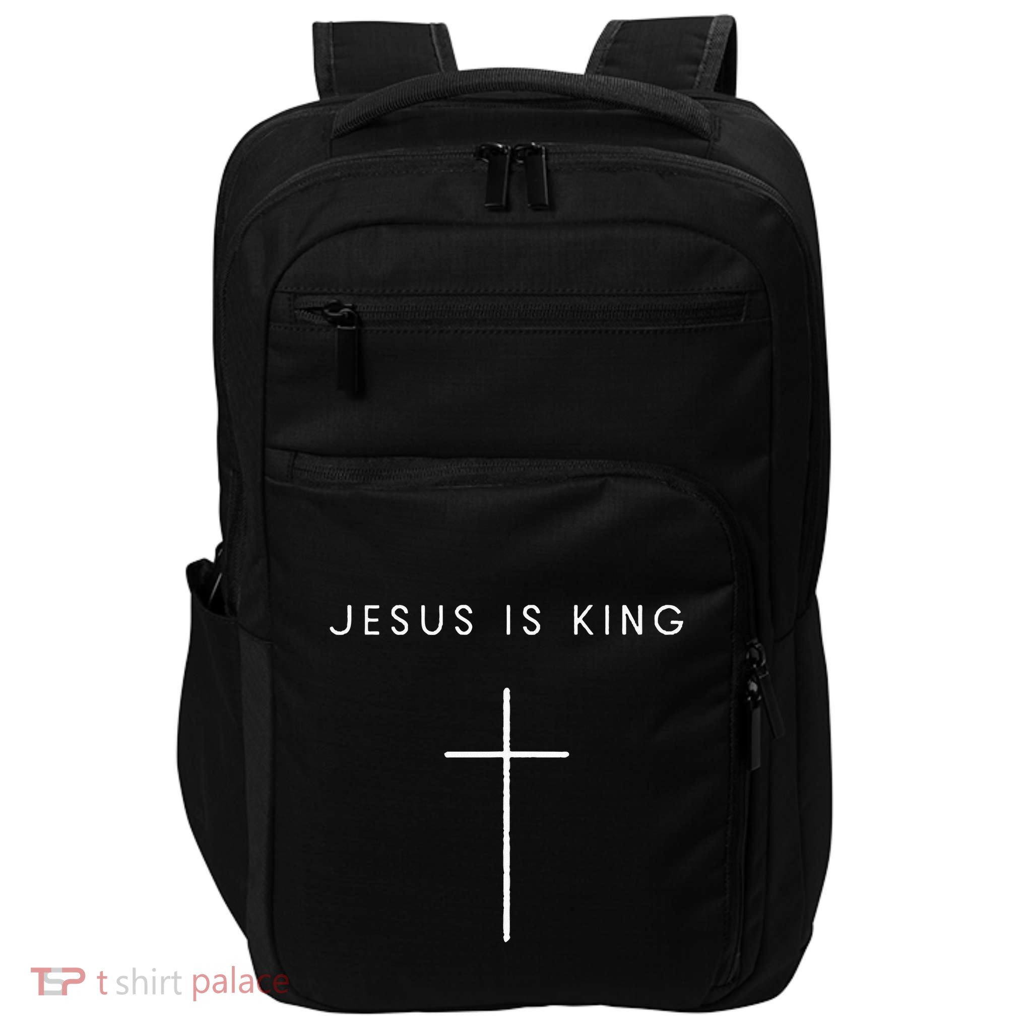 Jesus Is King Cross Minimalist Christian Religious Jesus Impact Tech Backpack
