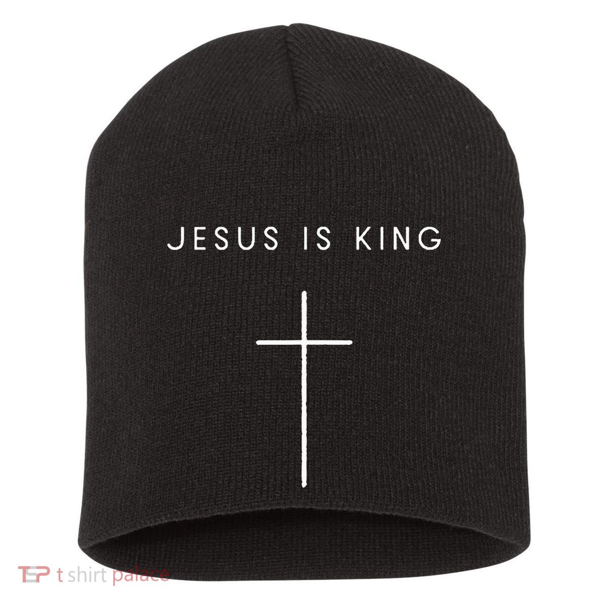 Jesus Is King Cross Minimalist Christian Religious Jesus Short Acrylic Beanie