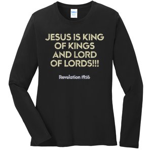 Jesus Is King Of Kings And Lord Of Lords Christian Ladies Long Sleeve Shirt