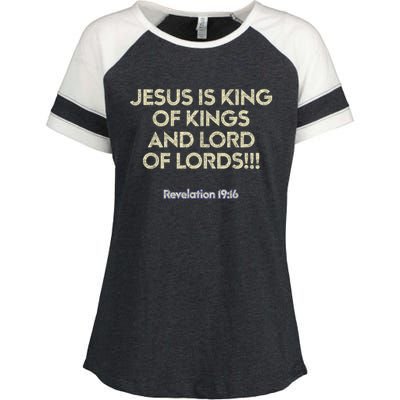 Jesus Is King Of Kings And Lord Of Lords Christian Enza Ladies Jersey Colorblock Tee