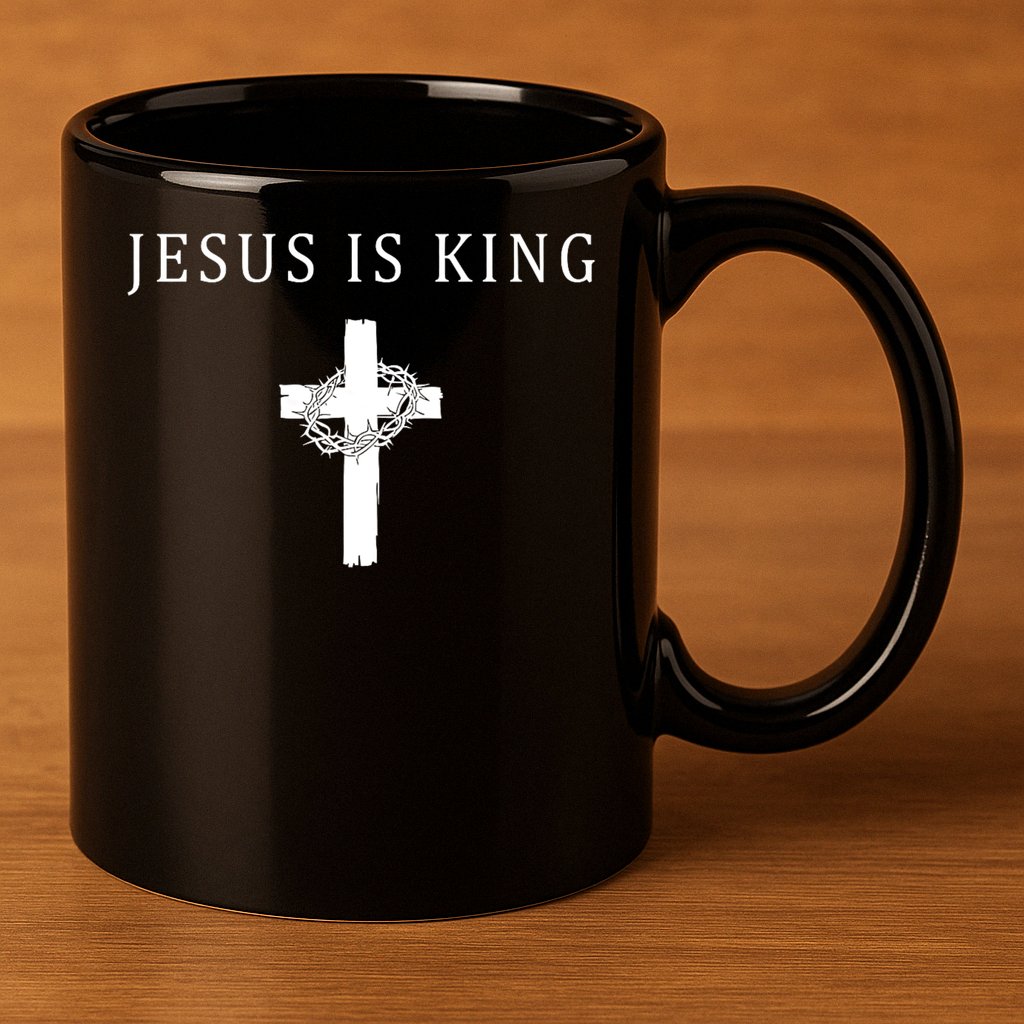 Jesus Is King Christian Religious Cross Faith 11oz C Handle Ceramic Mug