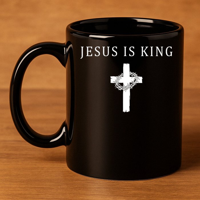 Jesus Is King Christian Religious Cross Faith 11oz C Handle Ceramic Mug