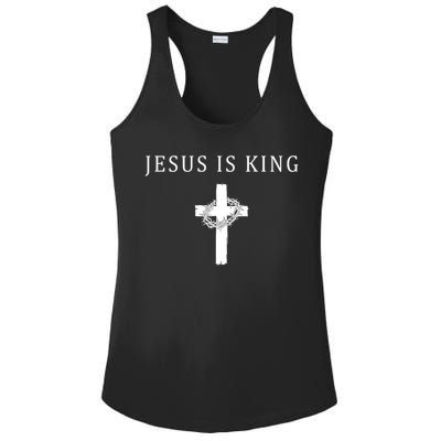 Jesus Is King Christian Religious Cross Faith Ladies PosiCharge Competitor Racerback Tank