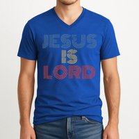 Jesus Is Lord Cool Christian Worship V-Neck T-Shirt