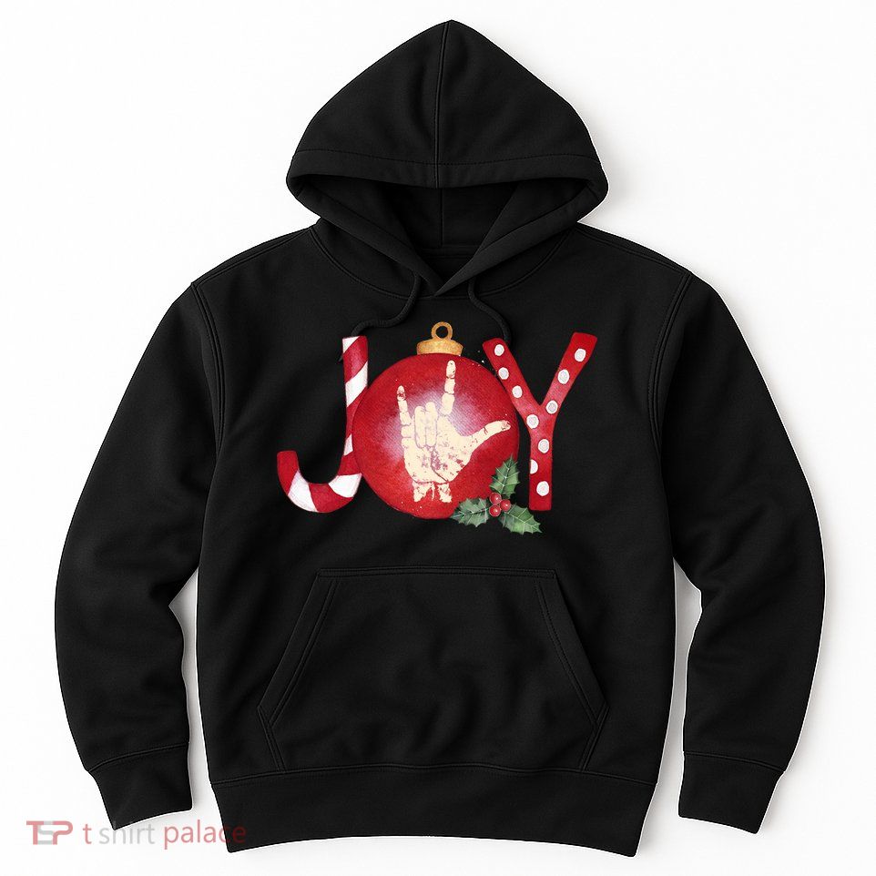 Joy I Love You Asl Hand Christmas Ornament Long Sleeve Hoodie