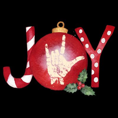 Joy I Love You Asl Hand Christmas Ornament Long Sleeve T-Shirt